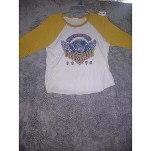 Tour of the World Freedom 1974 Graphic Tee Raglan Sleeve Top, Eagle, Casual